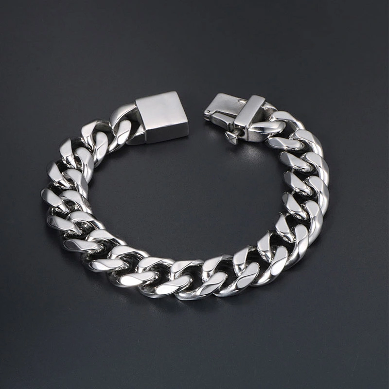 Wholesale And Retail Stainless Steel Antique Silver Men's Hip Hop Punk Gift Fashion Chain Bangle Bracelet Jewelry