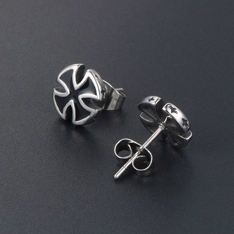 Wholesale And Retail Stainless Steel Antique Silver Womens Hip Hop Punk Gift Party Cross Stud Earrings Jewelry