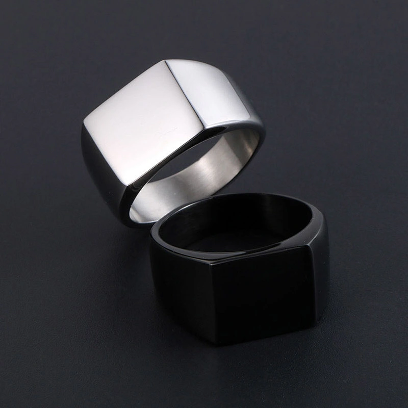 Wholesale And Retail Stainless Steel Silver Black Men's Hip Hop Punk Gift Party Lovers simple Classic Ring Women's Jewelry