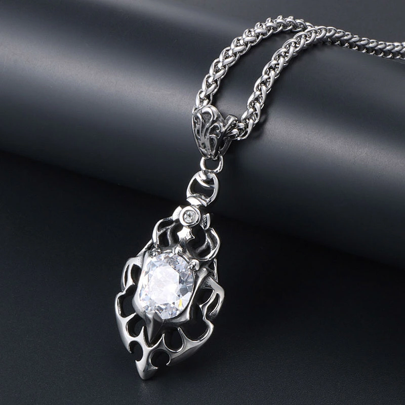 Wholesale And Retail Stainless Steel Antique Silver Womens Hip Hop Punk Gift Party Vintage Diamond Pendants&Charms Jewelry