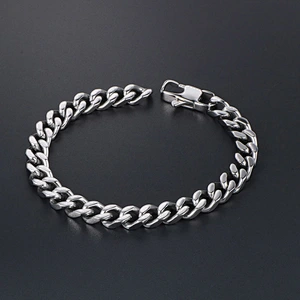 Wholesale And Retail Stainless Steel Antique Silver Men's Hip Hop Punk Gift Party Classic Chain Bangle Bracelet Jewelry
