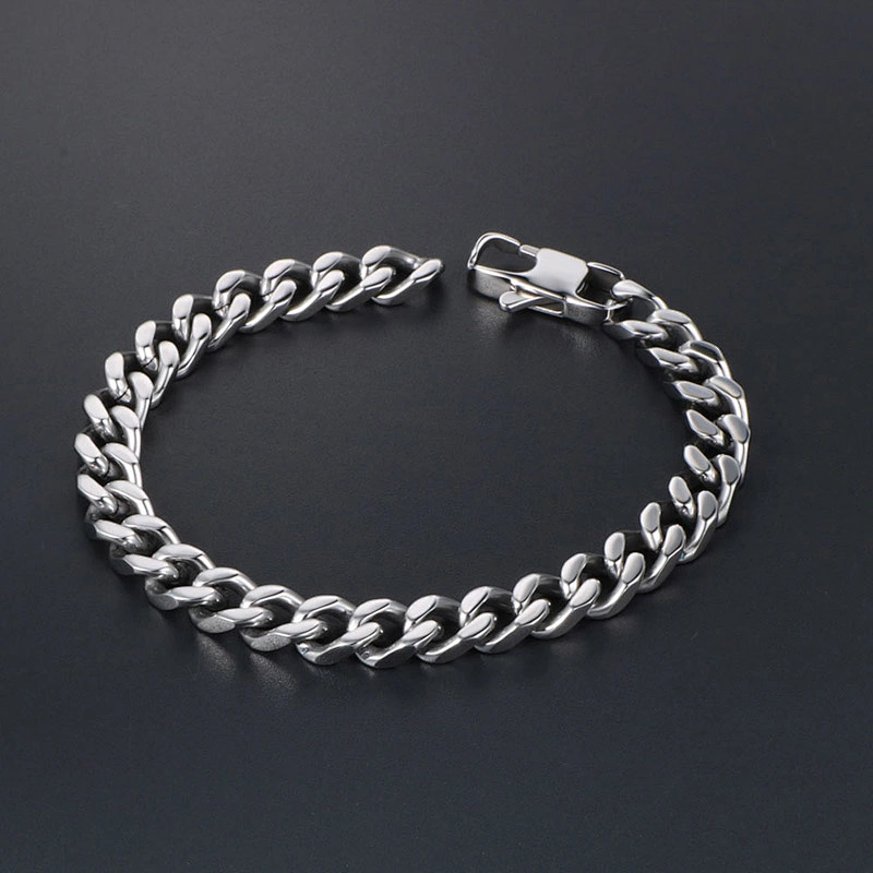 Wholesale And Retail Stainless Steel Antique Silver Men's Hip Hop Punk Gift Party Classic Chain Bangle Bracelet Jewelry