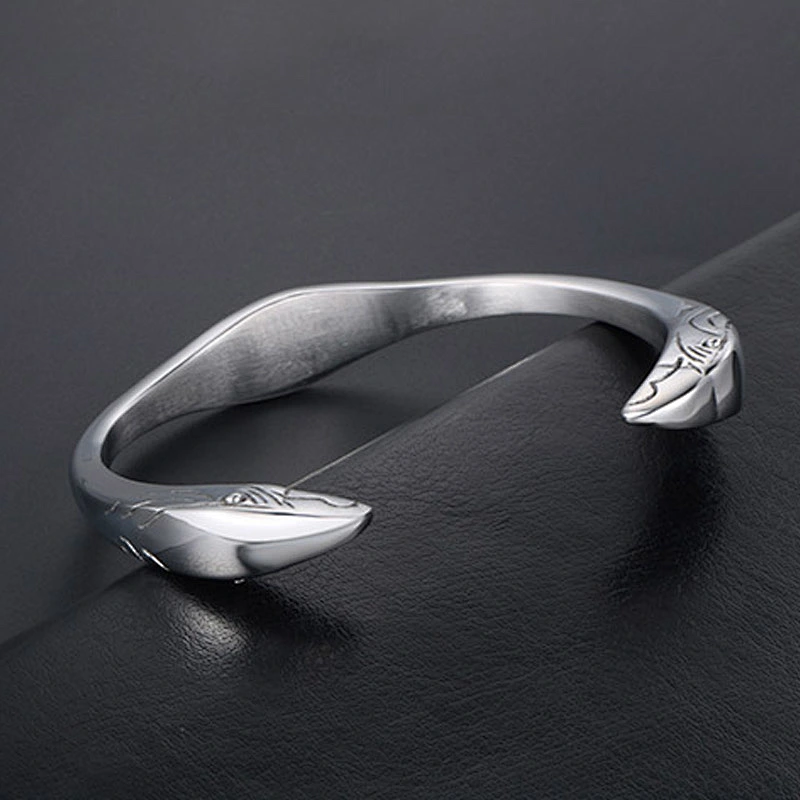Wholesale And Retail Stainless Steel Antique Silver Men's Hip Hop Punk Vintage Open Flying Eagle Bangle Women's Bracelet Jewelry