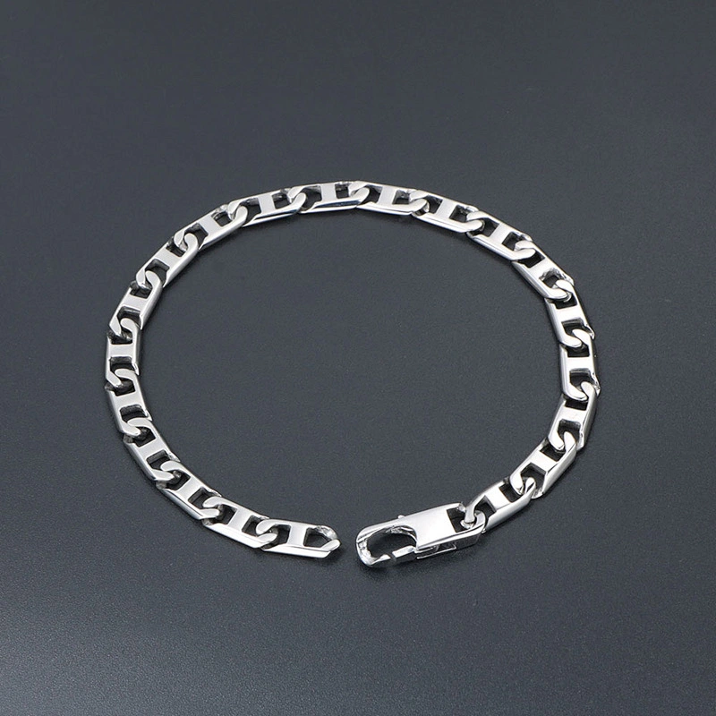 Wholesale And Retail Stainless Steel Antique Silver Men's Hip Hop Punk Gift Party Chain Bangle Bracelet Jewelry