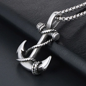 Wholesale And Retail Stainless Steel Antique Silver Womens Hip Hop Punk Gift Party Vintage Ship's Anchor Pendants&Charms Jewelr