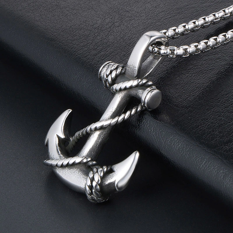 Wholesale And Retail Stainless Steel Antique Silver Womens Hip Hop Punk Gift Party Vintage Ship's Anchor Pendants&Charms Jewelr
