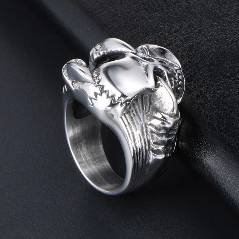Wholesale And Retail Stainless Steel Antique Silver Men's Hip Hop Punk Gift Party Charm Skull Rings Jewelry