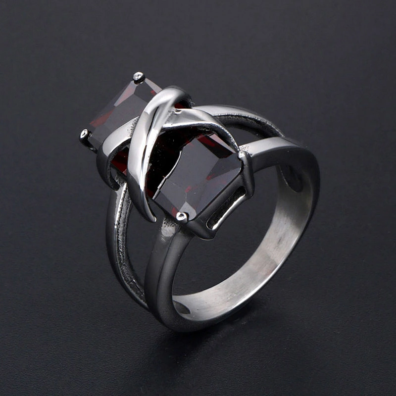 Wholesale And Retail Stainless Steel Antique Silver Men's Hip Hop Punk Gift Party Charm Zircon Rings Women's Gemstone Jewelry