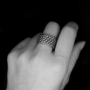 Wholesale And Retail Stainless Steel Silver Gold Men's Hip Hop Punk Gift Party Vintage Weave Ring Women's Jewelry