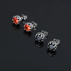 Wholesale And Retail Stainless Steel Antique Silver Womens Hip Hop Punk Gift Party Vintage Gemstone Stud Earrings Jewelry