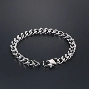 Wholesale And Retail Stainless Steel Antique Silver Men's Hip Hop Punk Gift Party Classic Chain Bangle Bracelet Jewelry