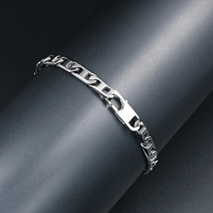 Wholesale And Retail Stainless Steel Antique Silver Men's Hip Hop Punk Gift Party Chain Bangle Bracelet Jewelry