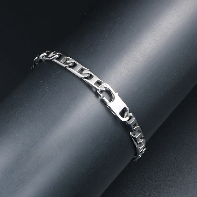 Wholesale And Retail Stainless Steel Antique Silver Men's Hip Hop Punk Gift Party Chain Bangle Bracelet Jewelry