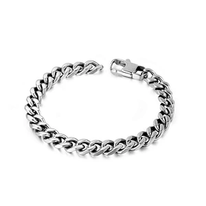Wholesale And Retail Stainless Steel Antique Silver Men's Hip Hop Punk Gift Party Classic Chain Bangle Bracelet Jewelry