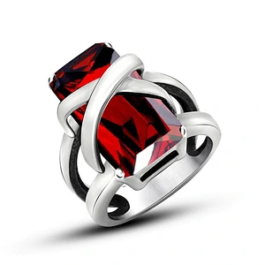 Wholesale And Retail Stainless Steel Antique Silver Men's Hip Hop Punk Gift Party Charm Zircon Rings Women's Gemstone Jewelry