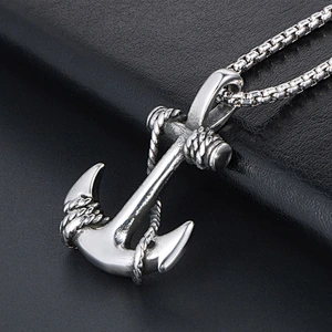 Wholesale And Retail Stainless Steel Antique Silver Womens Hip Hop Punk Gift Party Vintage Ship's Anchor Pendants&Charms Jewelr