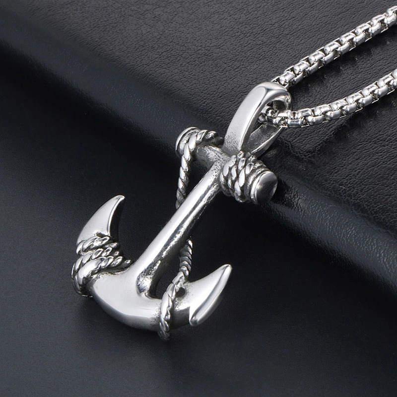 Wholesale And Retail Stainless Steel Antique Silver Womens Hip Hop Punk Gift Party Vintage Ship's Anchor Pendants&Charms Jewelr