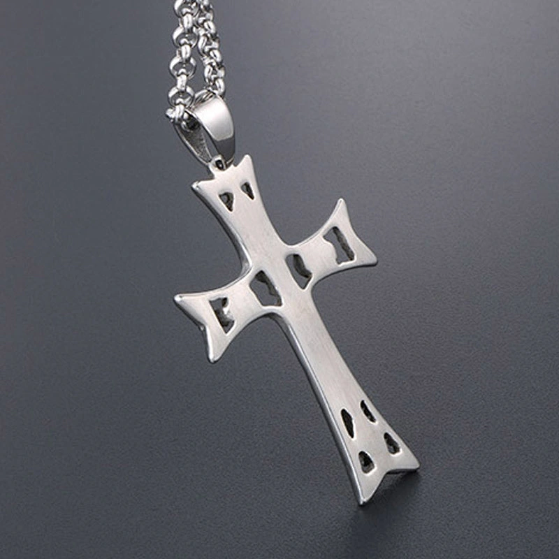 Wholesale And Retail Stainless Steel Antique Silver Womens Hip Hop Punk Gift Party Vintage Cross Skull Pendants&Charms Jewelry