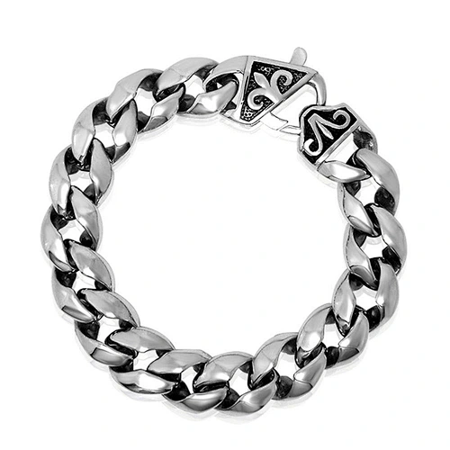 Wholesale And Retail Stainless Steel Antique Silver Men's Hip Hop Punk Gift Party Thick Rough Chain Bangle Bracelet Jewelry