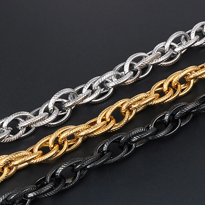 Wholesale And Retail Stainless Steel Antique Silver Men's Hip Hop Punk Gift Fried Dough Twist Chain Bangle Bracelet Jewelry
