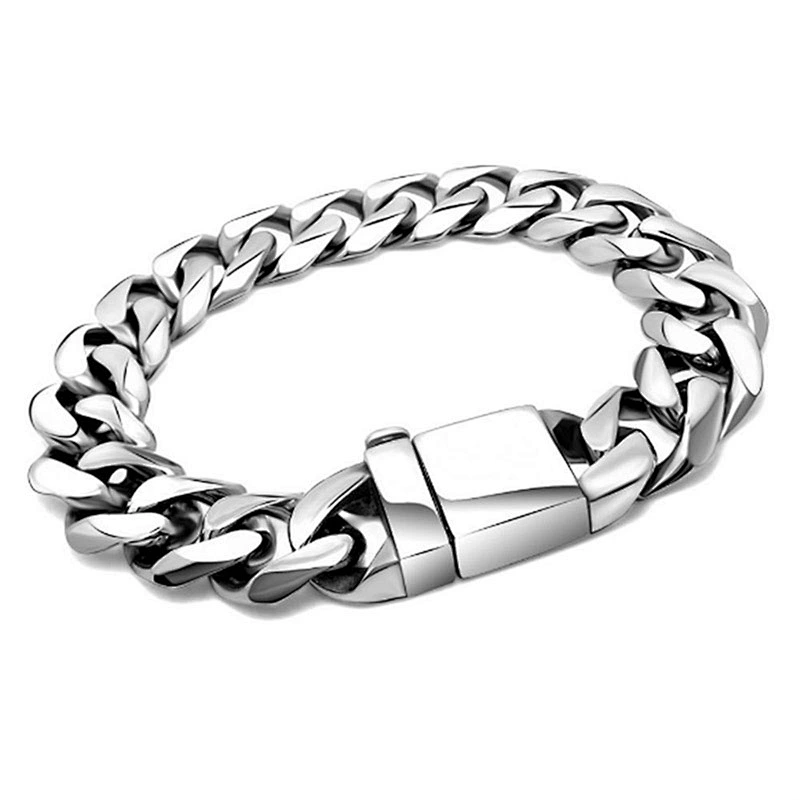 Wholesale And Retail Stainless Steel Antique Silver Men's Hip Hop Punk Gift Fashion Chain Bangle Bracelet Jewelry