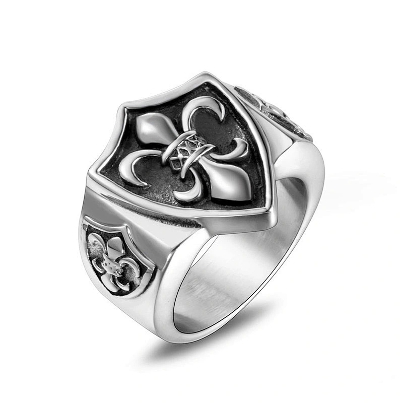 Wholesale And Retail Stainless Steel Antique Silver Men's Hip Hop Punk Gift Party Charm Scout Flowers Rings Jewelry