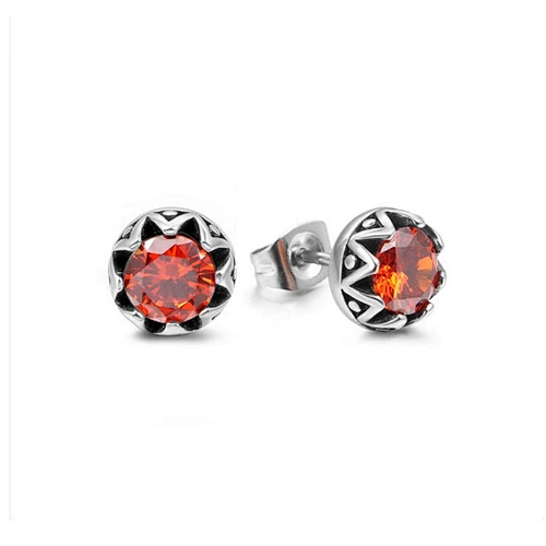 Wholesale And Retail Stainless Steel Antique Silver Womens Hip Hop Punk Gift Party Vintage Gemstone Stud Earrings Jewelry