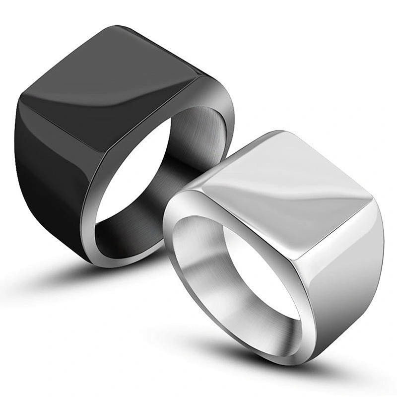 Wholesale And Retail Stainless Steel Silver Black Men's Hip Hop Punk Gift Party Lovers simple Classic Ring Women's Jewelry