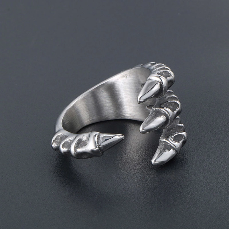 Wholesale And Retail Stainless Steel Antique Silver Men's Hip Hop Punk Gift Party Vintage Claw Ring Women's Jewelry