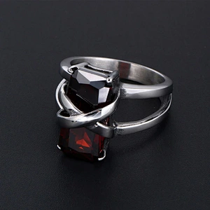 Wholesale And Retail Stainless Steel Antique Silver Men's Hip Hop Punk Gift Party Charm Zircon Rings Women's Gemstone Jewelry