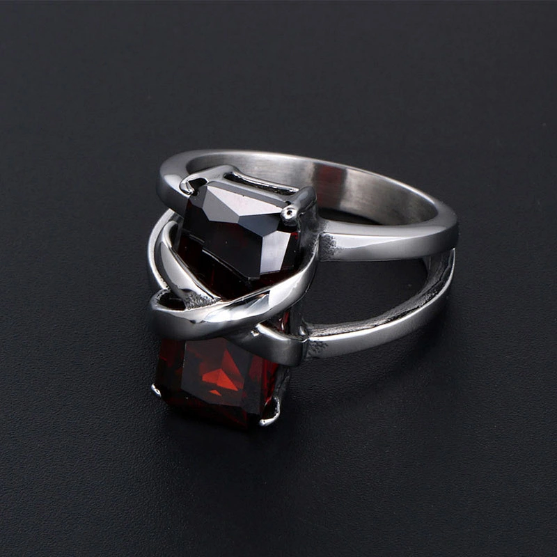 Wholesale And Retail Stainless Steel Antique Silver Men's Hip Hop Punk Gift Party Charm Zircon Rings Women's Gemstone Jewelry