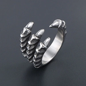 Wholesale And Retail Stainless Steel Antique Silver Men's Hip Hop Punk Gift Party Vintage Claw Ring Women's Jewelry