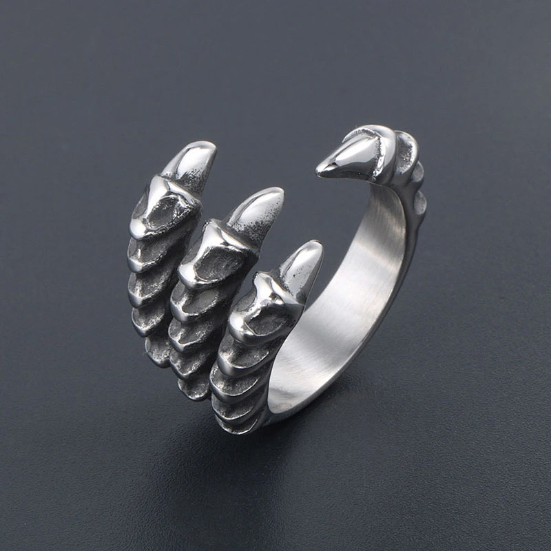 Wholesale And Retail Stainless Steel Antique Silver Men's Hip Hop Punk Gift Party Vintage Claw Ring Women's Jewelry