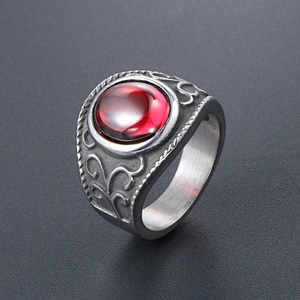 Wholesale And Retail Stainless Steel Antique Silver Men's Hip Hop Punk Gift Party Retro Zircon Rings Women's Gemstone Jewelry