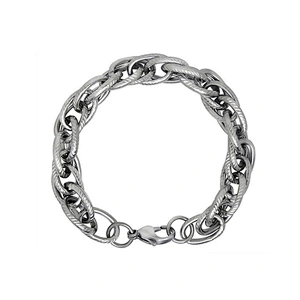 Wholesale And Retail Stainless Steel Antique Silver Men's Hip Hop Punk Gift Fried Dough Twist Chain Bangle Bracelet Jewelry