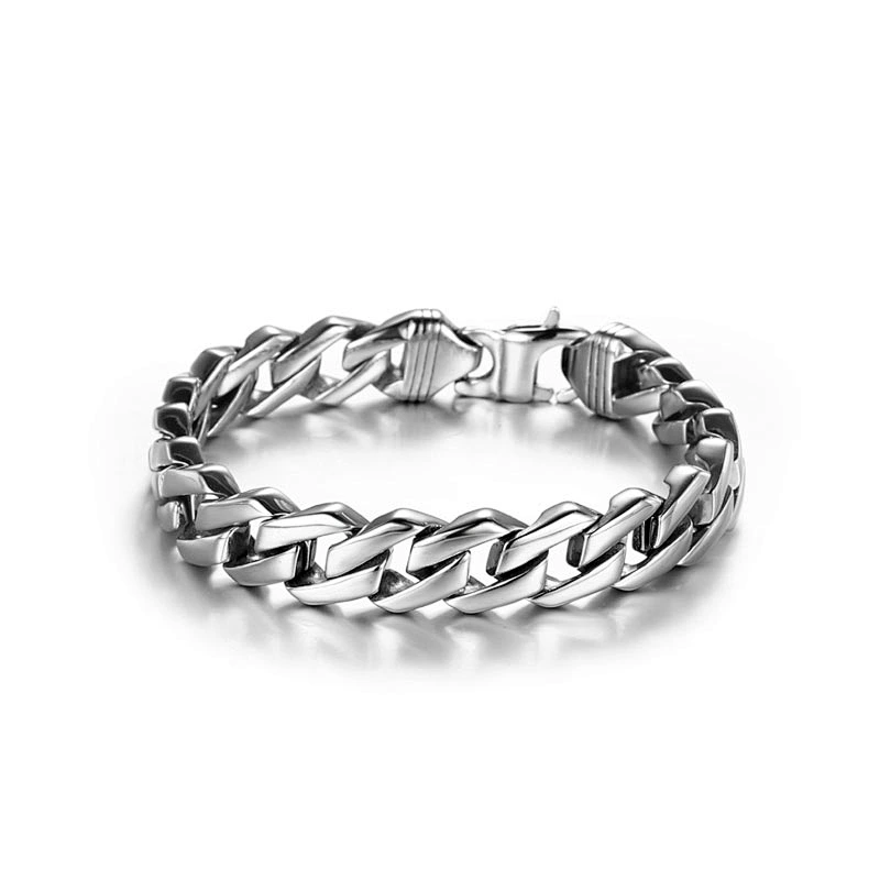 Wholesale And Retail Stainless Steel Antique Silver Men's Hip Hop Punk Gift Fashion Chain Bangle Bracelet Jewelry