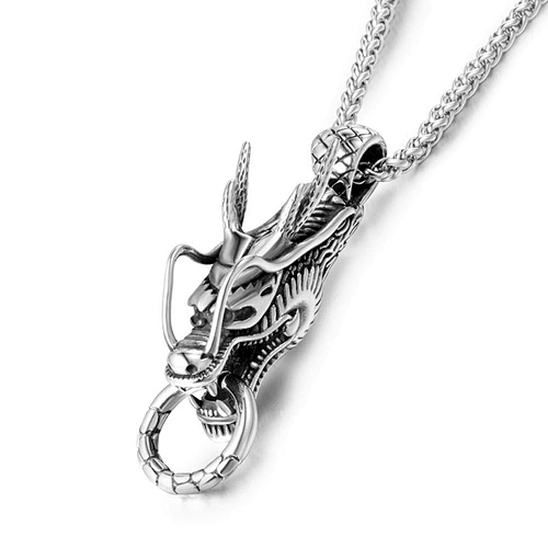 Wholesale And Retail Stainless Steel Antique Silver Womens Hip Hop Punk Gift Party Vintage Dragon Pendants&Charms Jewelry