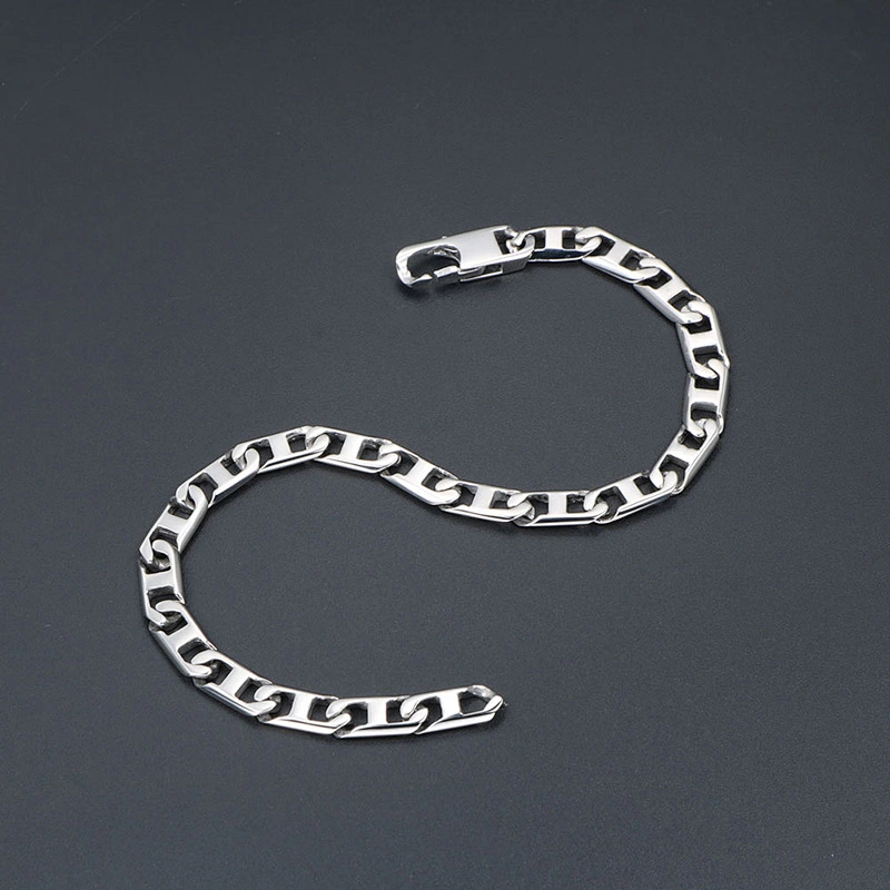 Wholesale And Retail Stainless Steel Antique Silver Men's Hip Hop Punk Gift Party Chain Bangle Bracelet Jewelry