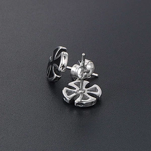 Wholesale And Retail Stainless Steel Antique Silver Womens Hip Hop Punk Gift Party Cross Stud Earrings Jewelry