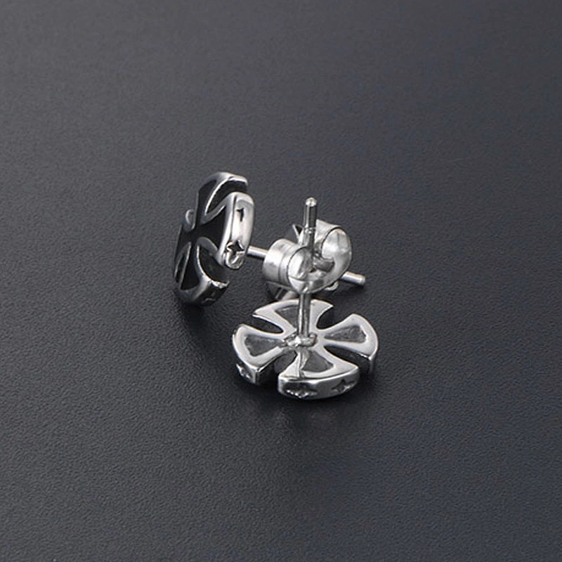 Wholesale And Retail Stainless Steel Antique Silver Womens Hip Hop Punk Gift Party Cross Stud Earrings Jewelry