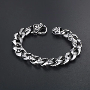 Wholesale And Retail Stainless Steel Antique Silver Men's Hip Hop Punk Gift Party Thick Rough Chain Bangle Bracelet Jewelry