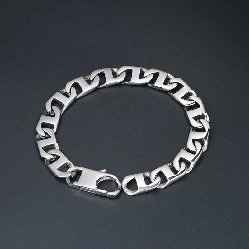 Wholesale And Retail Stainless Steel Antique Silver Men's Hip Hop Punk Gift Party Thick Chain Bangle Bracelet Jewelry