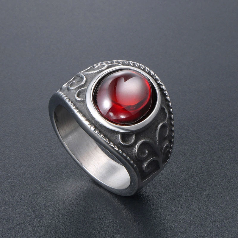 Wholesale And Retail Stainless Steel Antique Silver Men's Hip Hop Punk Gift Party Retro Zircon Rings Women's Gemstone Jewelry