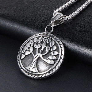 Wholesale And Retail Stainless Steel Antique Silver Womens Hip Hop Punk Gift Party Vintage Tree Pendants&Charms Jewelry