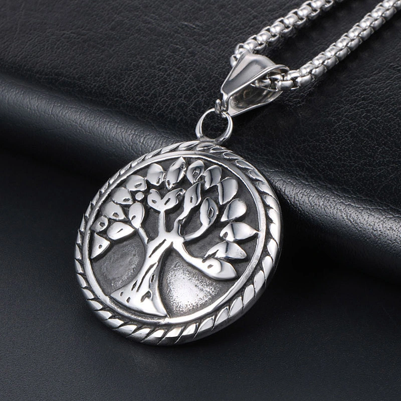 Wholesale And Retail Stainless Steel Antique Silver Womens Hip Hop Punk Gift Party Vintage Tree Pendants&Charms Jewelry