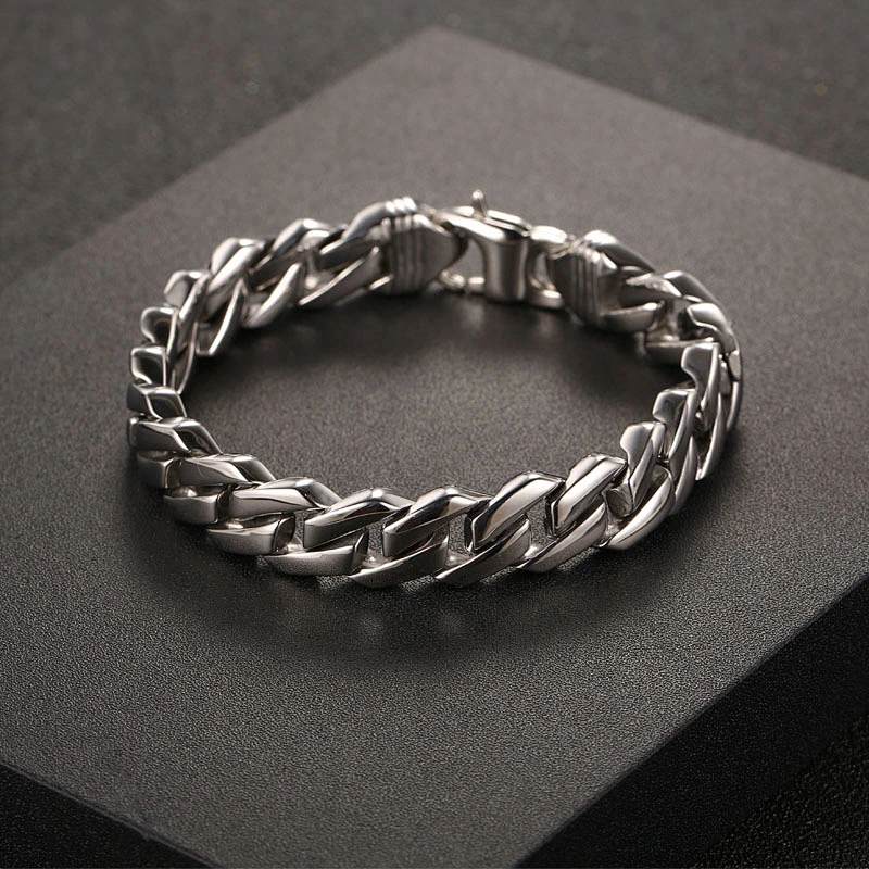 Wholesale And Retail Stainless Steel Antique Silver Men's Hip Hop Punk Gift Fashion Chain Bangle Bracelet Jewelry