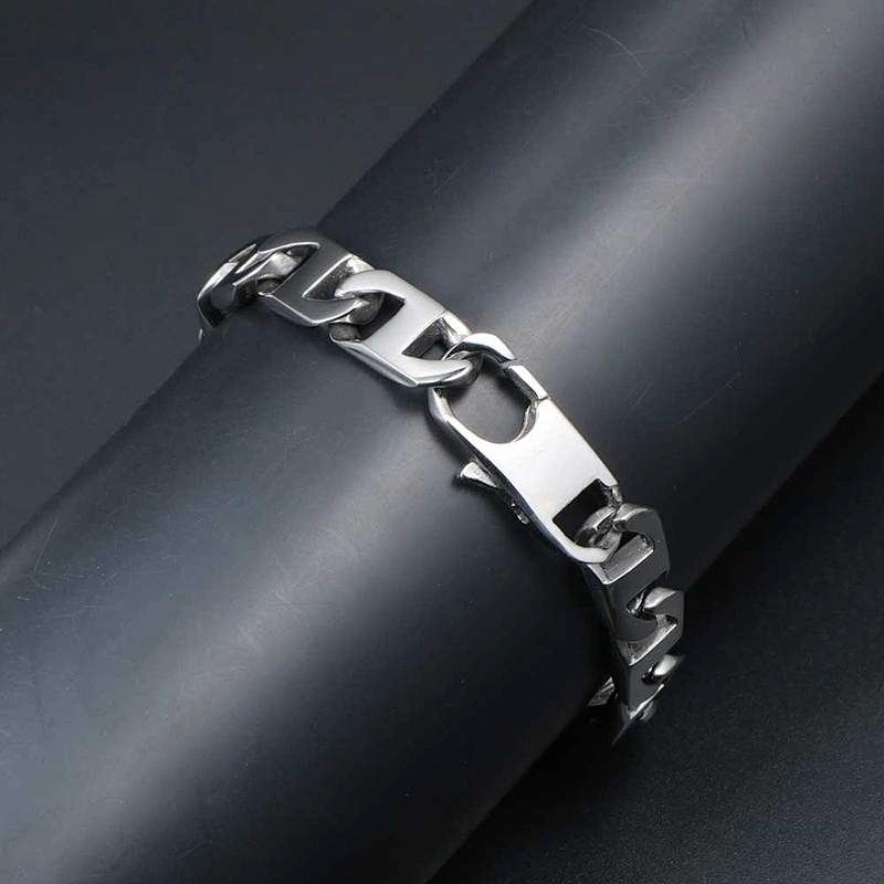 Wholesale And Retail Stainless Steel Antique Silver Men's Hip Hop Punk Gift Party Thick Chain Bangle Bracelet Jewelry