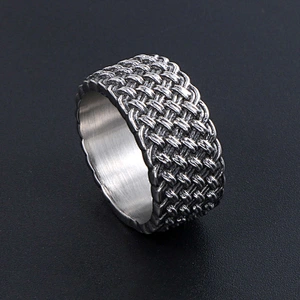 Wholesale And Retail Stainless Steel Silver Gold Men's Hip Hop Punk Gift Party Vintage Weave Ring Women's Jewelry