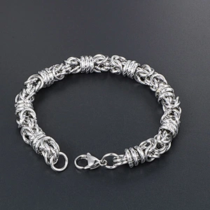 Wholesale And Retail Stainless Steel Antique Silver Men's Hip Hop Punk Gift Fashion weaved Chain Bangle Bracelet Jewelry