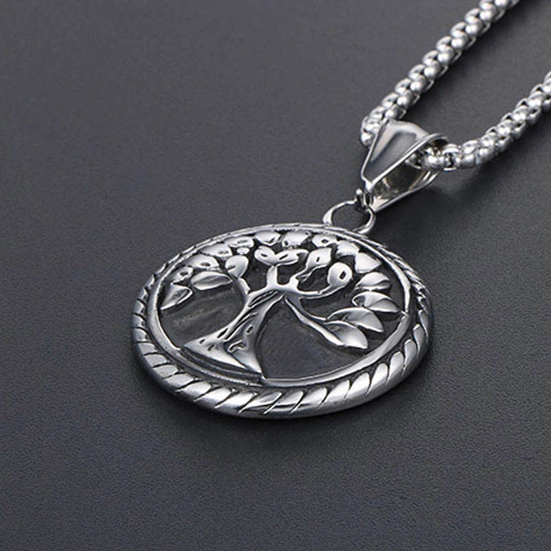 Wholesale And Retail Stainless Steel Antique Silver Womens Hip Hop Punk Gift Party Vintage Tree Pendants&Charms Jewelry